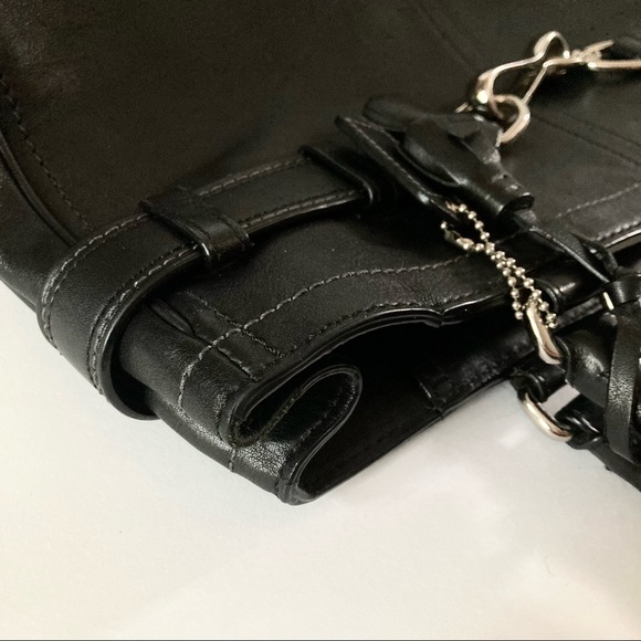 COACH Hamptons Satchel F08A71 Black Leather Bag - Picture 6 of 16